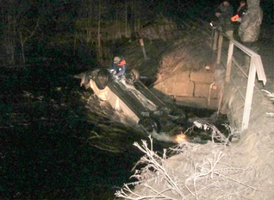 Легковушка слетела в реку с моста: погиб один человек