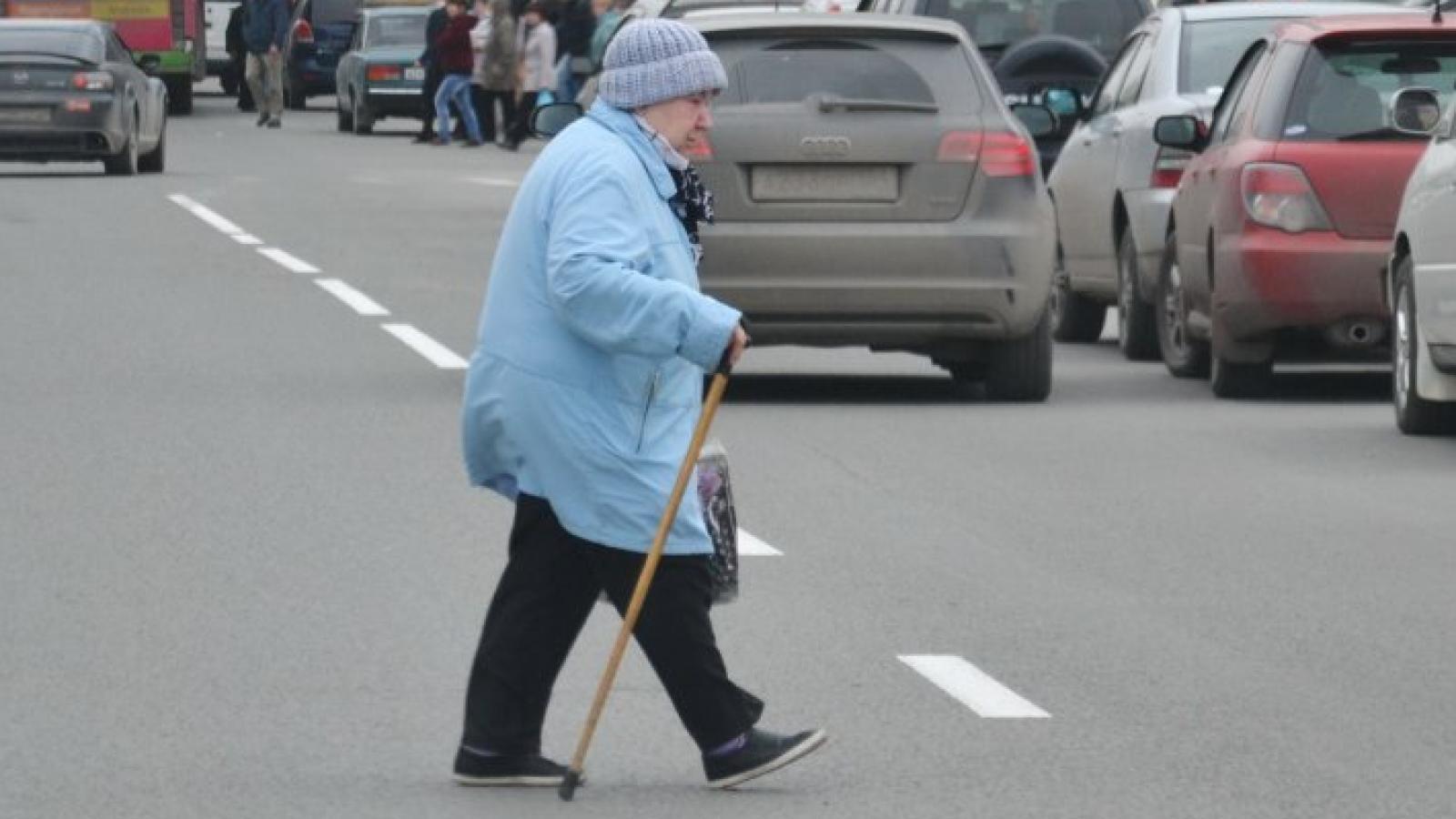 Бабушка переходит дорогу