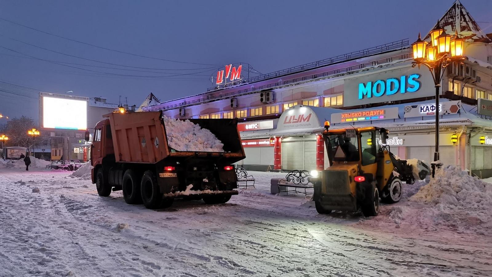 В Вологде устраняют последствия снегопада