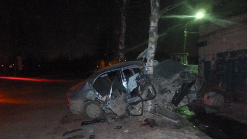 Молодой человек врезался на машине в дерево: пострадали 2 человека